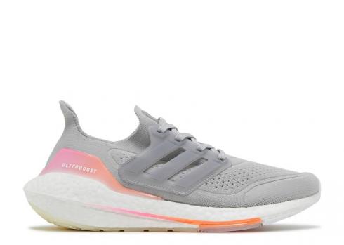 Adidas Womens Ultraboost 21 Grey Screaming Orange Two FY0397