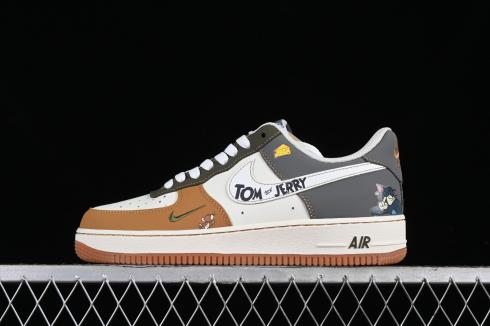 Nike Air Force 1 07 Low Tom and Jerry Brown Dark Grey Off White DB3301-110