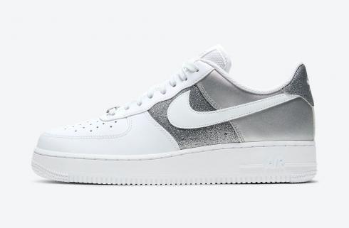 Nike Air Force 1 07 Low White Grey Metallic Silver Shoes DD6629-100