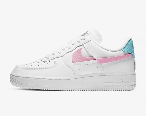 Nike Womens Air Force 1 LXX White Pink Rise Bleached Aqua DC1164-101