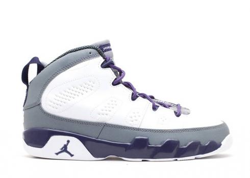 Air Jordan Girls 9 Retro Ps Purple White Cool Grey Imperial 537738-109