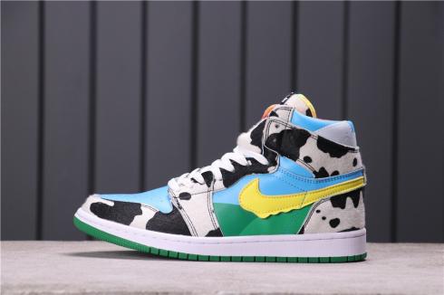 Nike Air Jordan 1 Satin Snake Black White Green Icecream Yellow