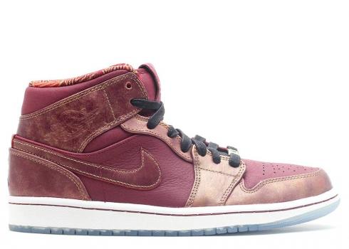 Air Jordan 1 Mid Bhm Garnet White Gold Deep Metallic 647561-605