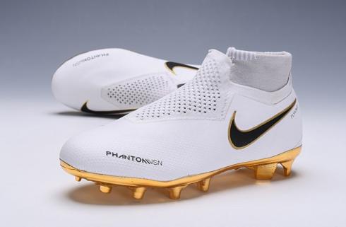 Nike Phantom VSN Elite DF FG Flyknit White Metallic Gold Soccer Cleat BQ0976-107 - Sepsale
