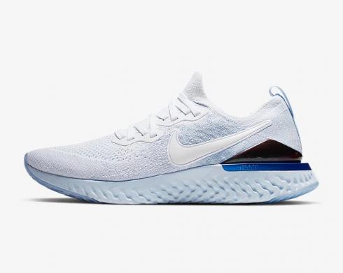 Nike Epic React Flyknit 2 Blue Tint White Black Shoes CJ5930-114