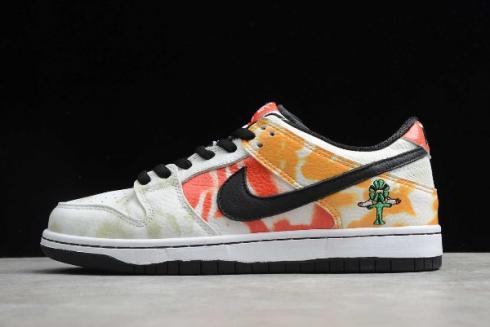 2020 Nike SB Dunk Low Raygun Tie Dye White Orange Flash BQ6832 101