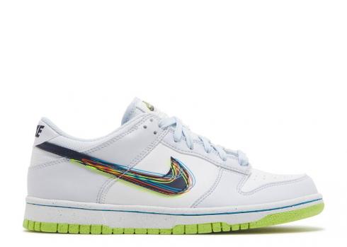 Nike Dunk Low GS 3d Swoosh Blue Volt White Blackened DV3478-100