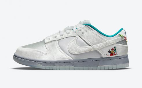 Nike SB Dunk Low Ice White Metallic Silver Blue DO2326-001