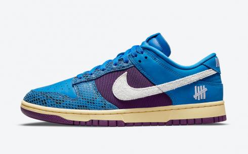 Undefeated x Nike SB Dunk Low SP 5 On It Dunk vs. AF1 Signal Blue Night Purple DH6508-400