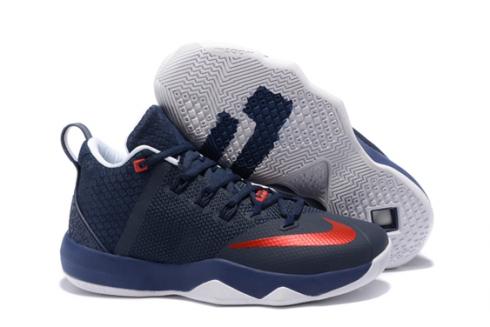 navy blue and red basketball shoes