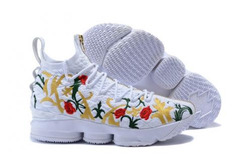 Kith X Nike Lebron XV 15 ZIP Floral Embroidery White Gold AA3936-100