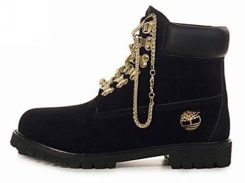 Black Timberland Gold Chain Boots 