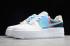 2019 Womens Nike Air Force 1 Sage Low White Light Blue Navy Blue BV1976-002