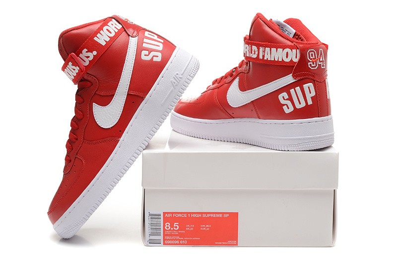 Supreme X Air Force 1 High SP 'Red' - Nike - 698696 610 - varsity