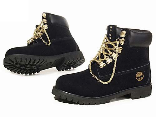 black timberlands gold chain laces