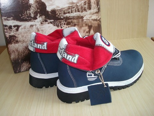 blue and red timberland boots